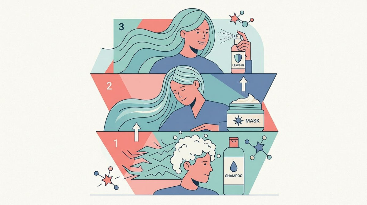 How to stack a bond-repair routine: shampoo, mask and leave-in