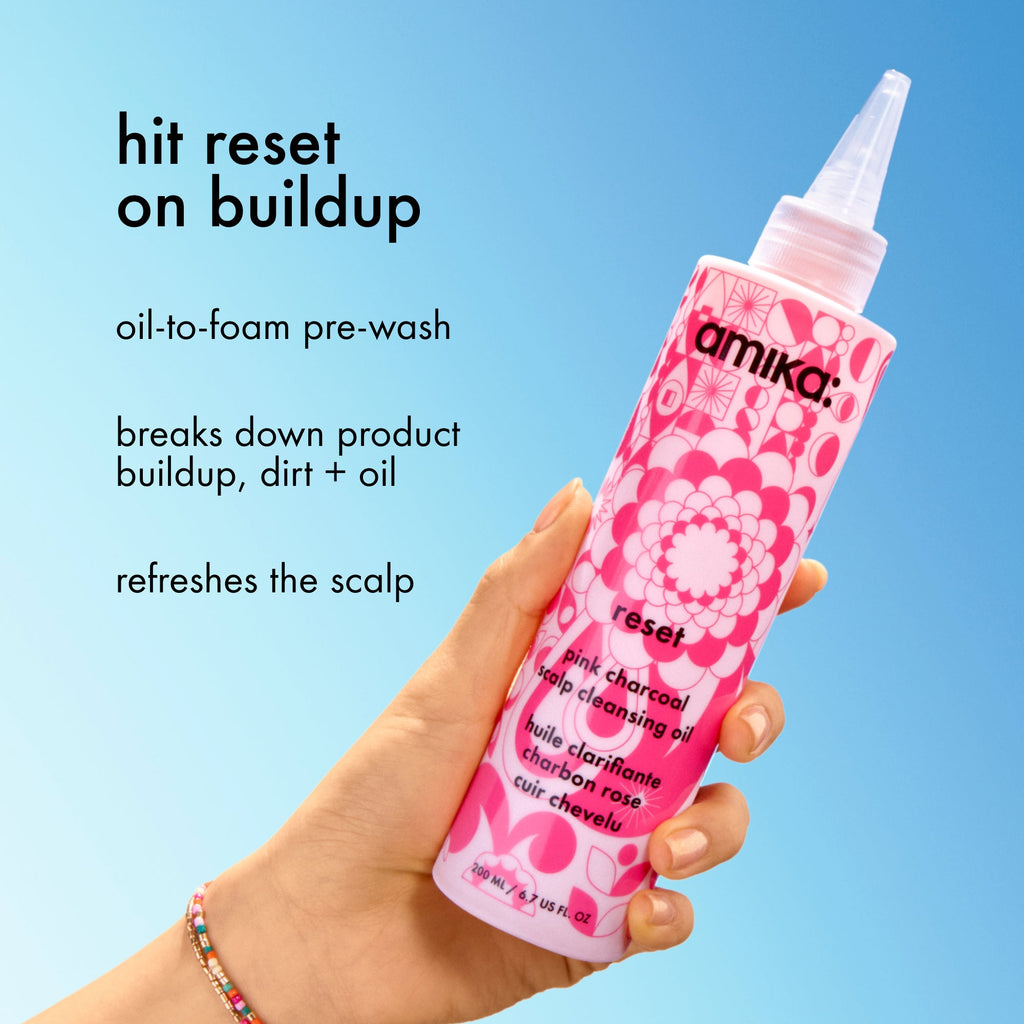 amika reset pink charcoal scalp cleansing oil – amika Haarpflege
