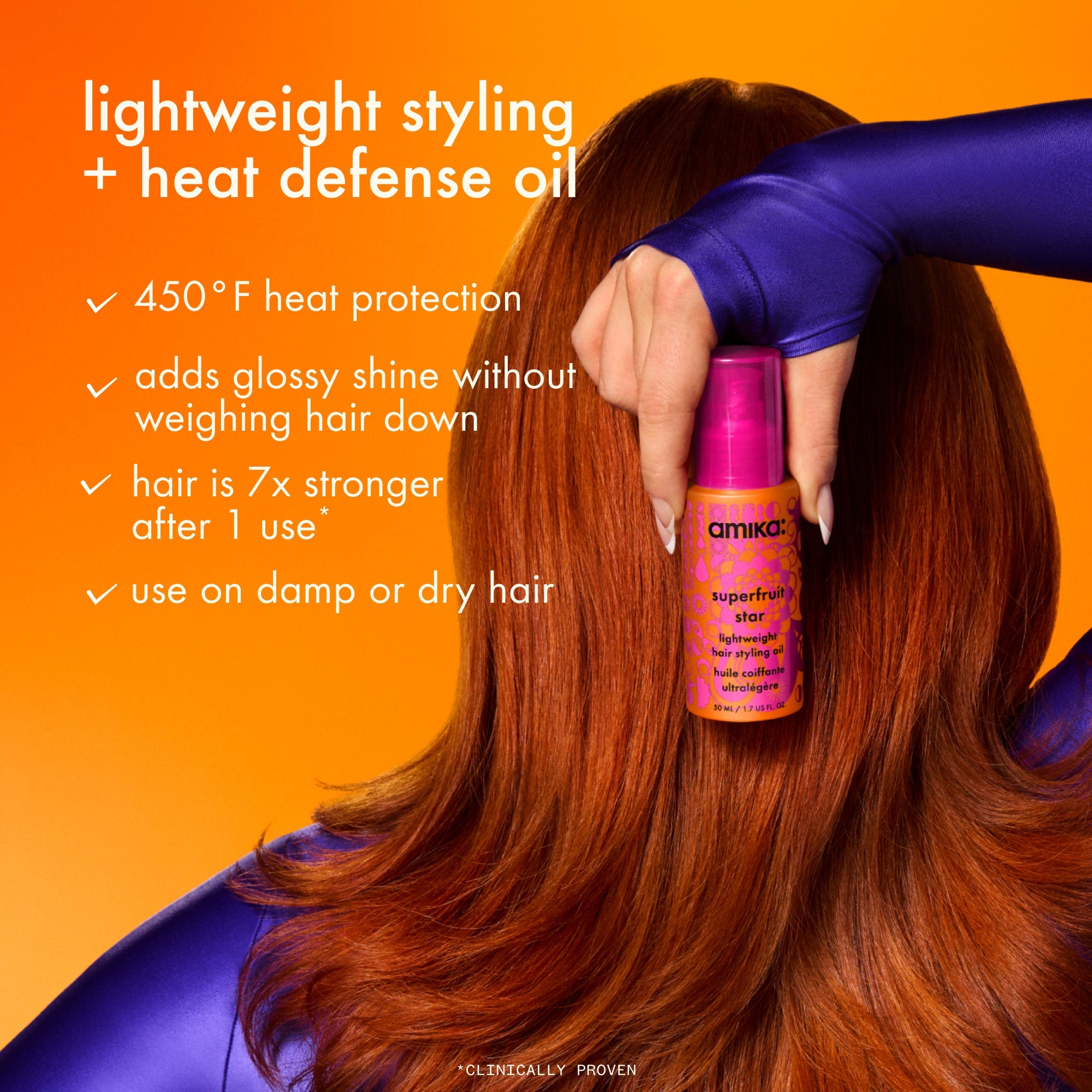 amika superfruit star lightweight hair styling oil – amika Haarpflege