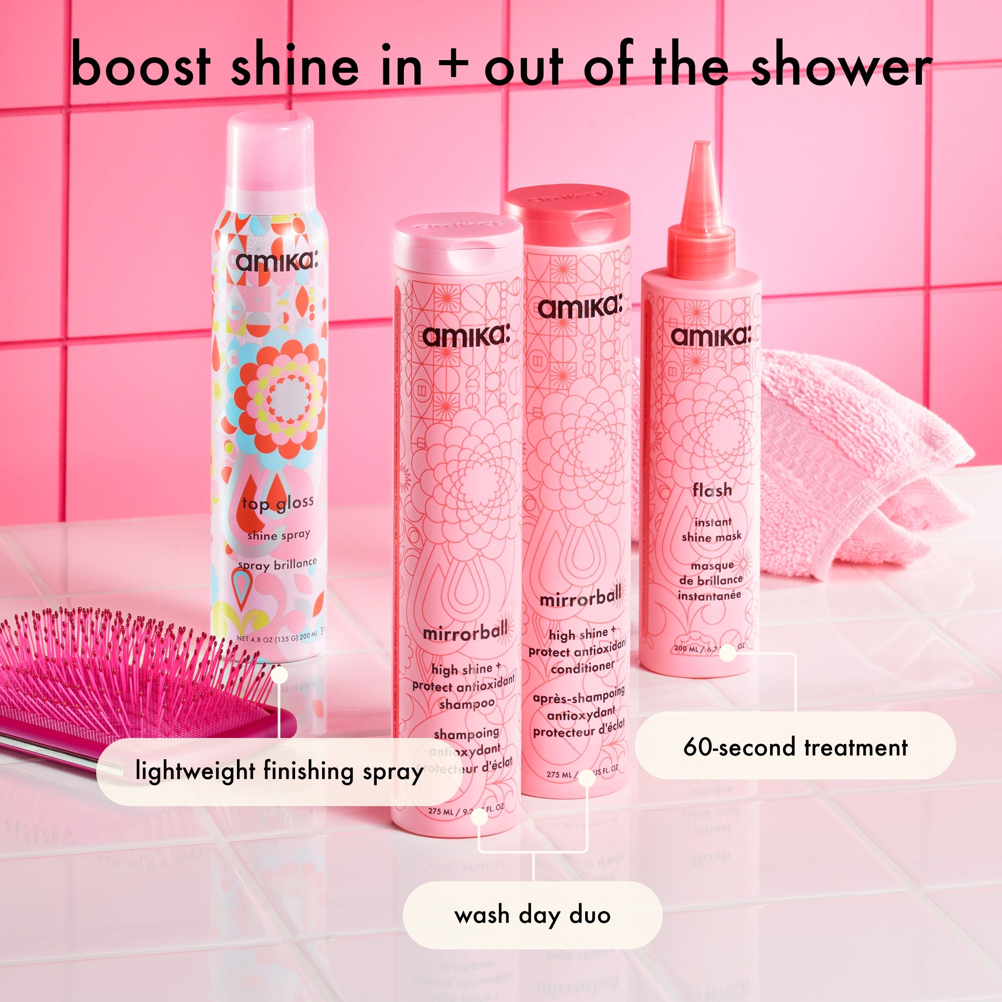 amika mirrorball high shine + protect antioxidant shampoo – amika Haarpflege