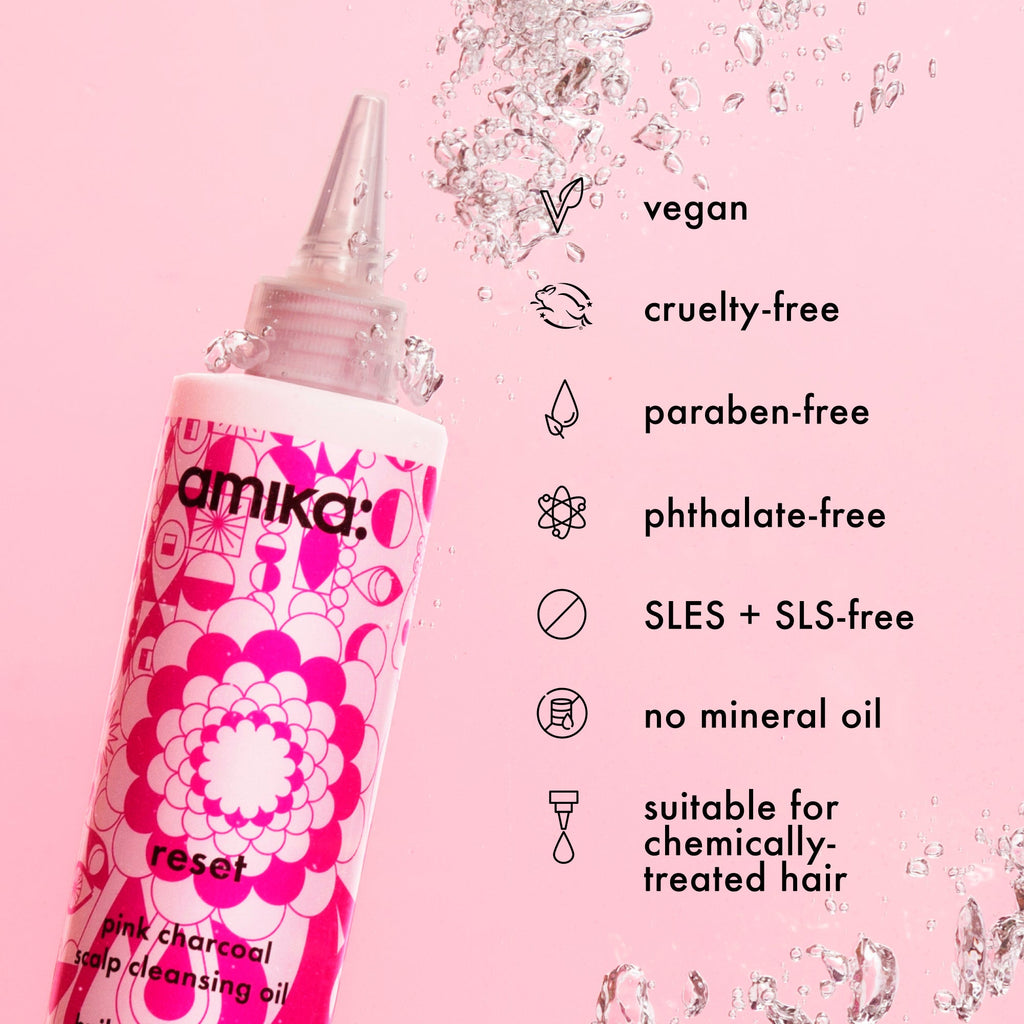 amika reset pink charcoal scalp cleansing oil – amika Haarpflege
