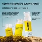 Olaplex No.7 Shine Serum Oil Mist – schwereloser Glanz auf zwei Arten: No.7 Bonding Oil vor dem Styling, der Mist danach (Herstellergrafik)