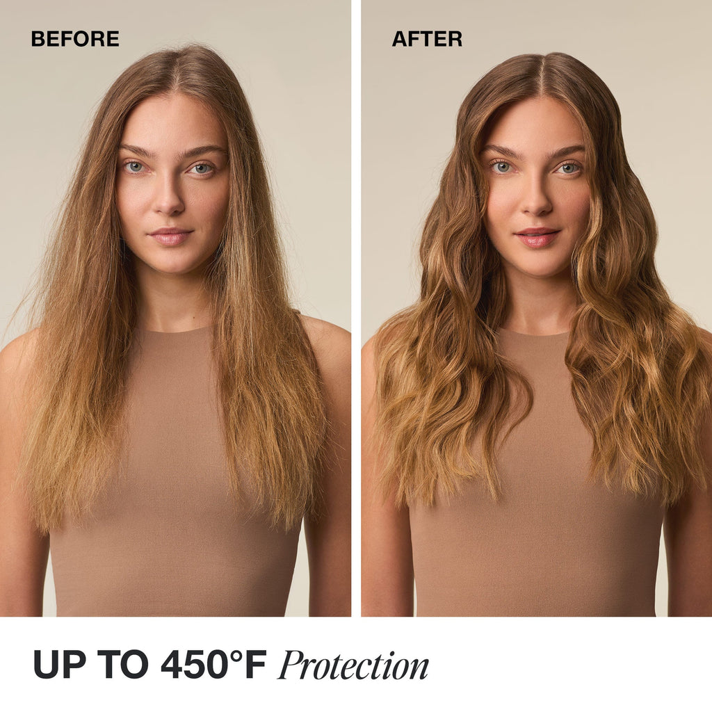 Haar vor und nach der Anwendung des Paul Mitchell 15-in-1 Sprays