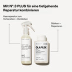 Olaplex No.0 Intense Bond Builder – Kombination mit No.3PLUS: erst vorbereiten und verstärken, dann stärken und reparieren (Herstellergrafik)