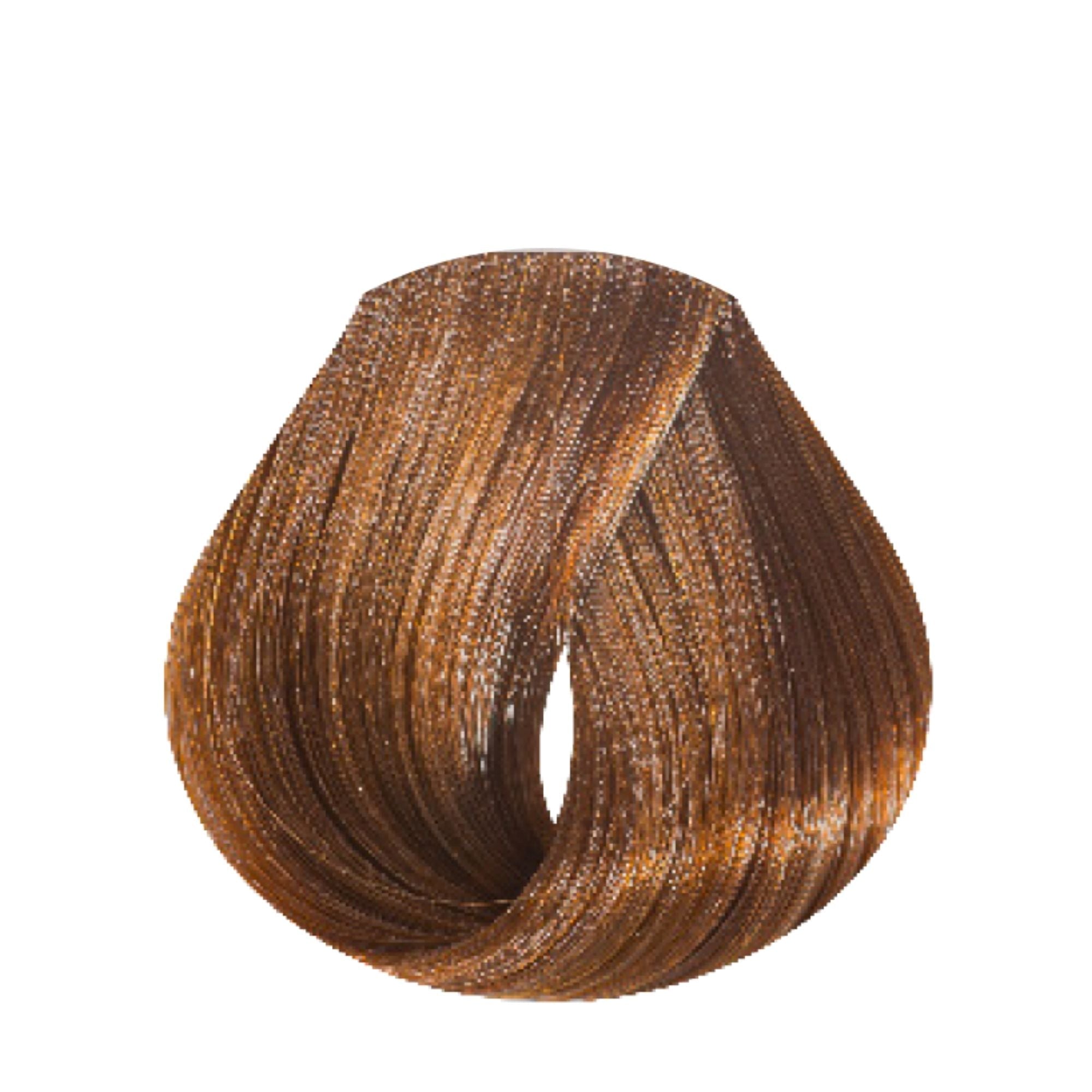 Evo Hue.Verse Permanent Colour 7.43 – Farbergebnis auf Haarsträhne