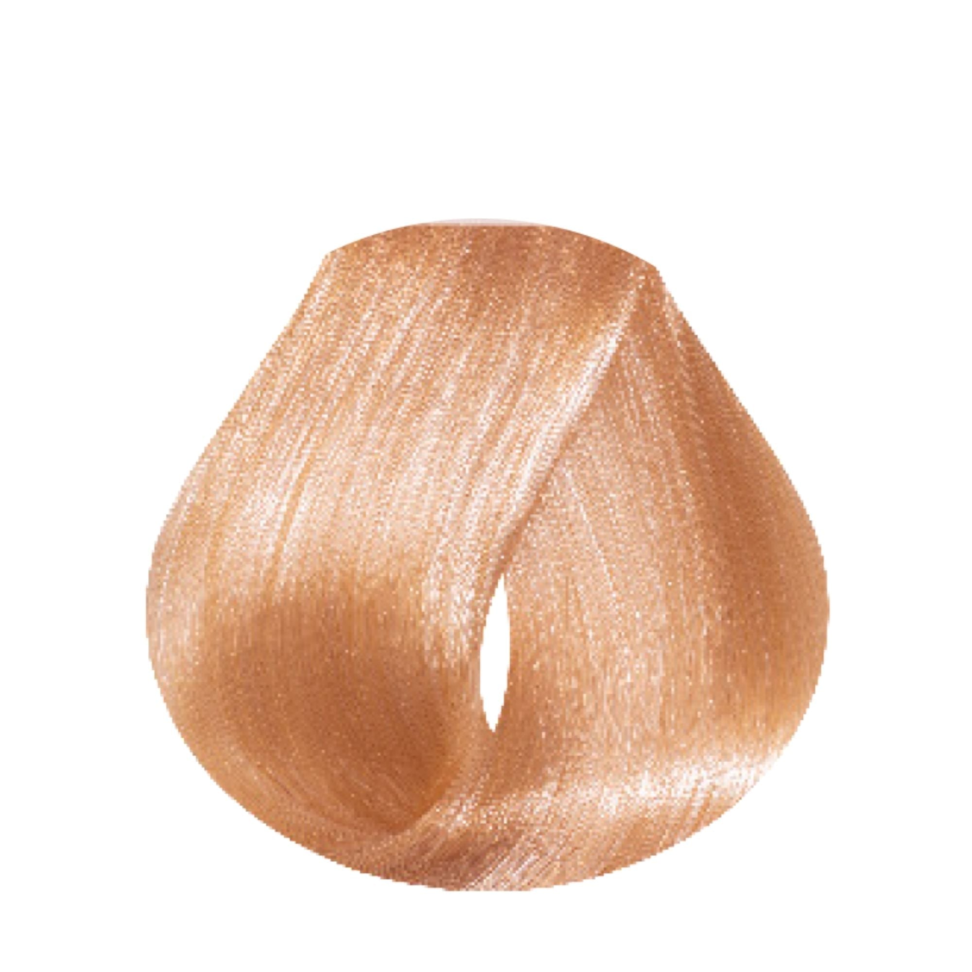 Evo Hue.Verse Permanent Colour 10.43 – Farbergebnis auf Haarsträhne
