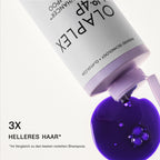 Olaplex No.4P Toning Shampoo – Herstellergrafik: 3× helleres Haar im Vergleich zu gängigen violetten Shampoos