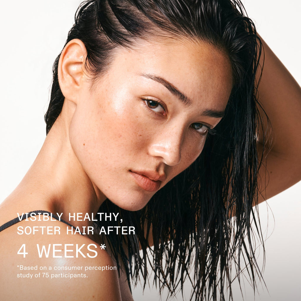 Olaplex No.0.5 Scalp Longevity Treatment – sichtbar gesünderes, weicheres Haar nach 4 Wochen (Herstellerfoto, Verbraucherstudie)