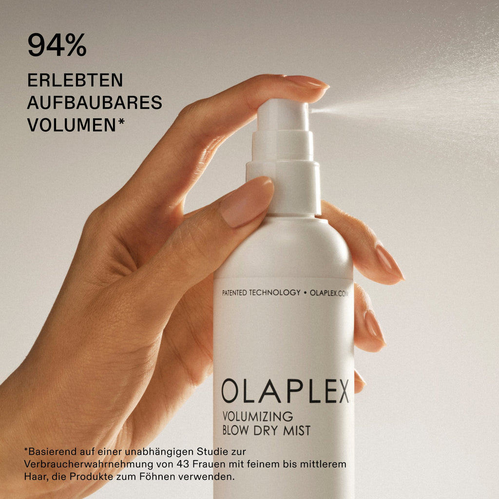 Olaplex Volumizing Blow Dry Mist – Herstellergrafik: 94 % erlebten aufbaubares Volumen (Verbraucherstudie, 43 Frauen)