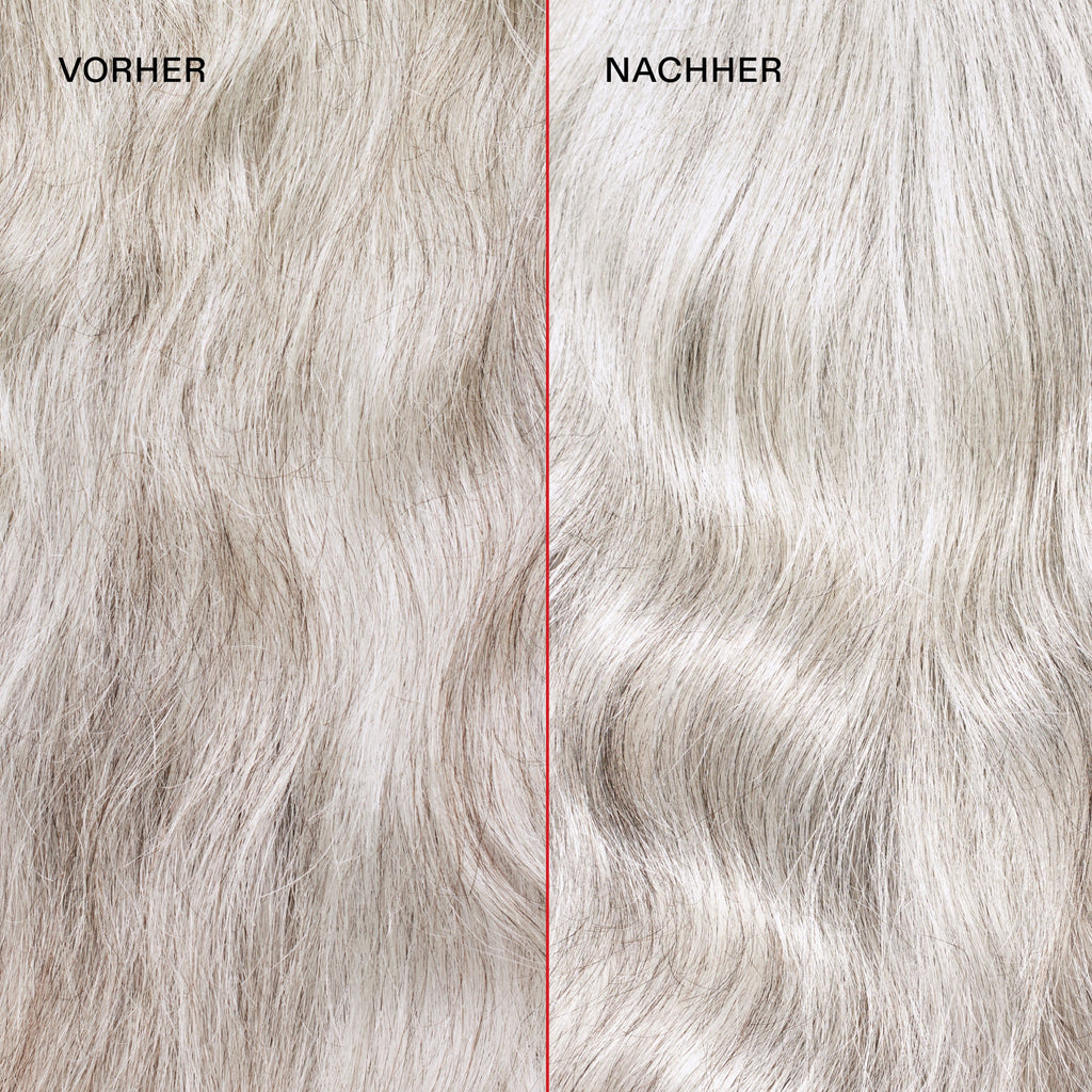 Olaplex No.4P Toning Shampoo – Vorher-Nachher-Bild blondes Haar (Herstellerfoto)