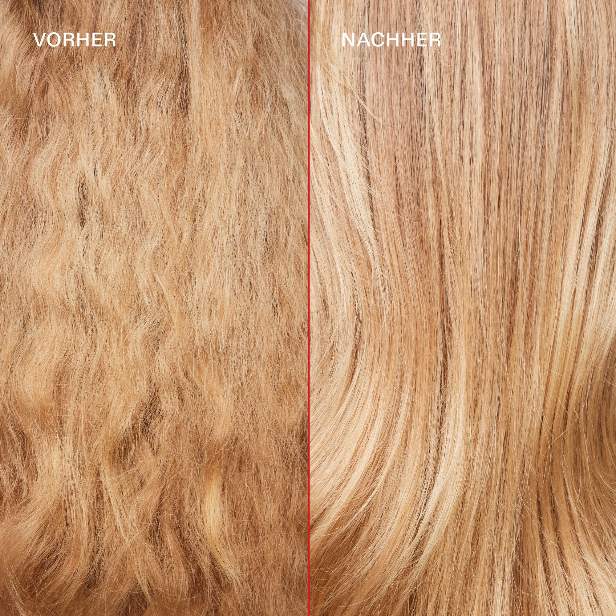 Olaplex Set No.4 + No.5 – Vorher-Nachher-Bild nach der Anwendung von Shampoo und Conditioner (Herstellerfoto)