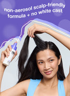 Anwendung des K18 AirWash Trockenshampoos am Ansatz ohne weißen Film