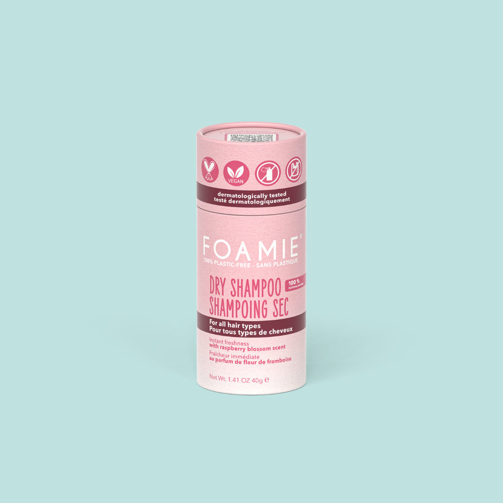 Foamie Trockenshampoo Berry Fresh 40 g – rosa Papphülse, Vorderseite