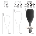 Größenvergleich Tangle Teezer Mini, Regular und Large in Zentimetern