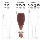 Größenvergleich der Tangle Teezer Bürsten in Zentimetern