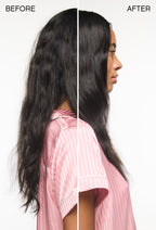 Langes dunkles Haar vor und nach der Anwendung von Kevin Murphy Night Shift