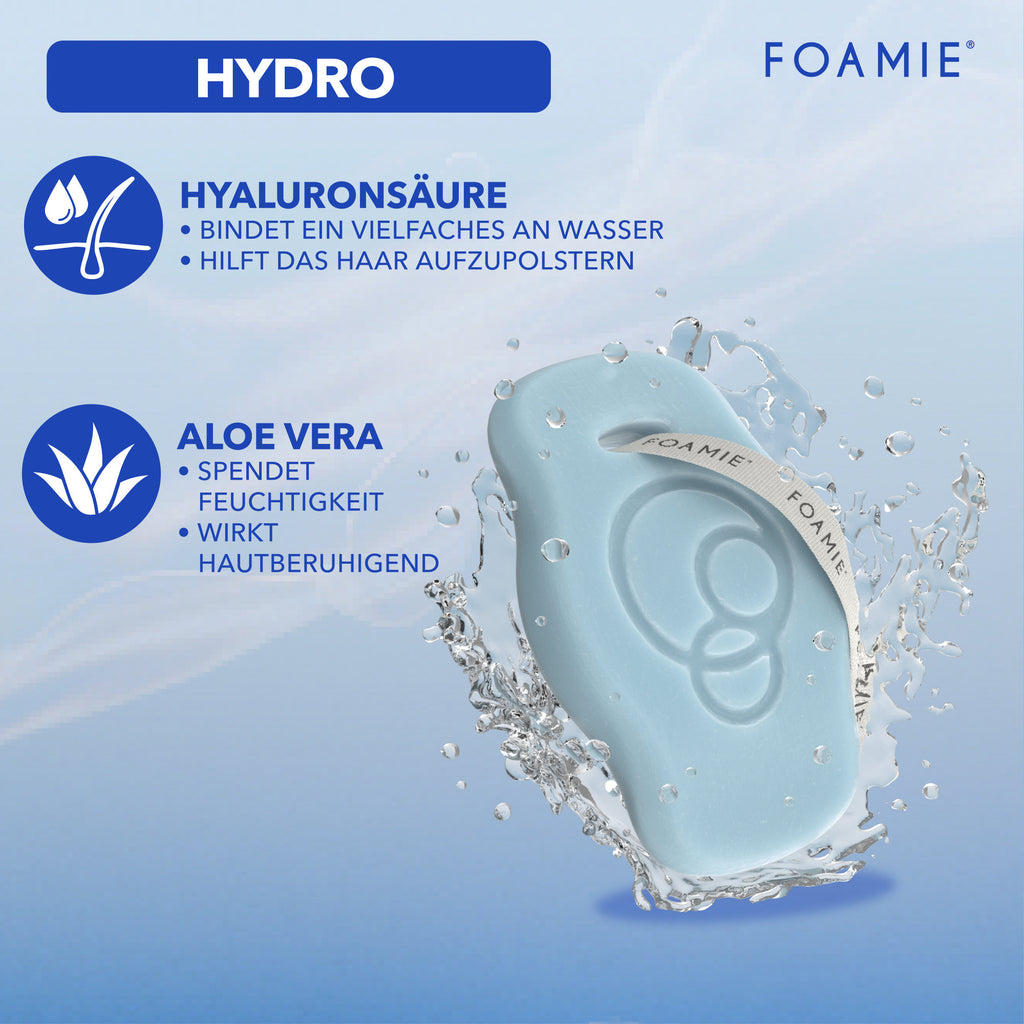 Foamie Festes Shampoo Hydro – Übersicht der Wirkstoffe Hyaluronsäure und Aloe Vera