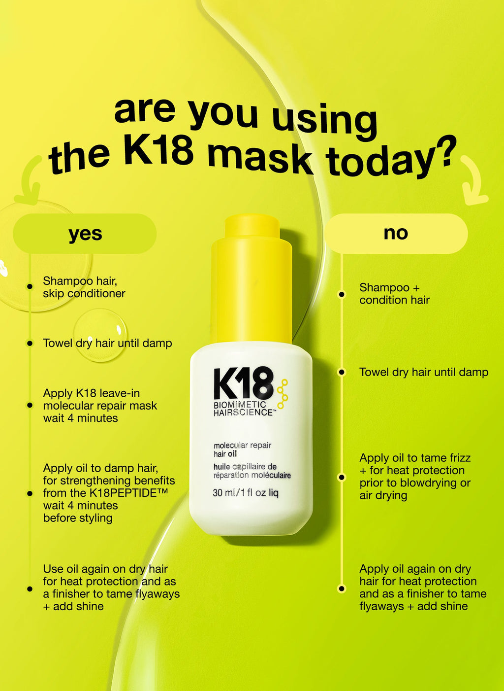 K18 Hair Oil mit oder ohne K18 Maske anwenden