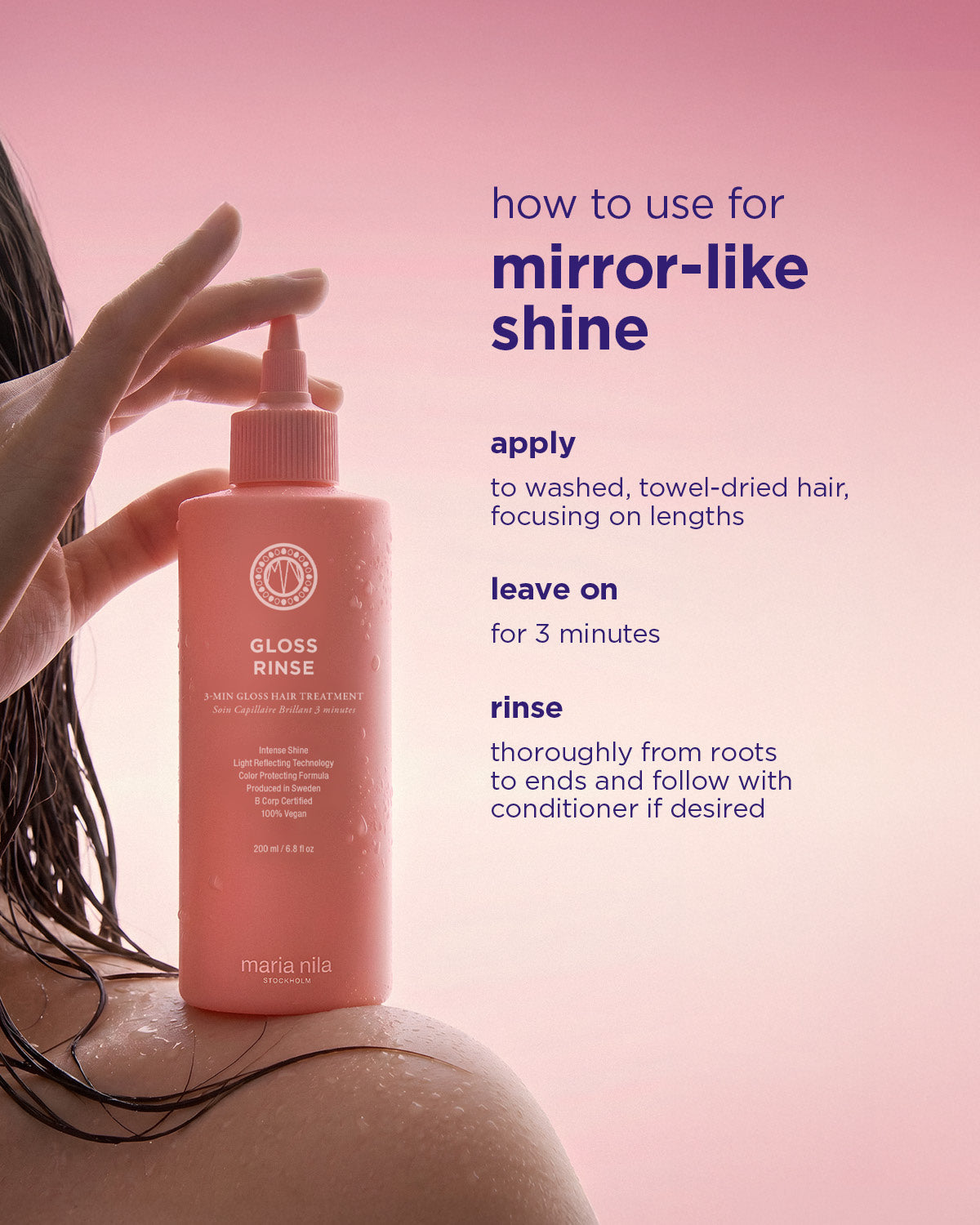 Maria Nila Mirror Gloss Rinse 200ml – Anwendung