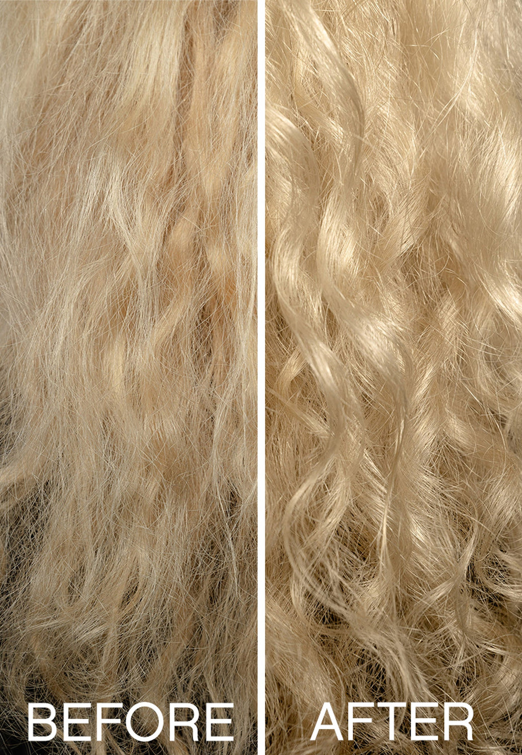 Haar vor und nach der Anwendung von REPAIR-ME.WASH und RINSE (Herstellerbild)