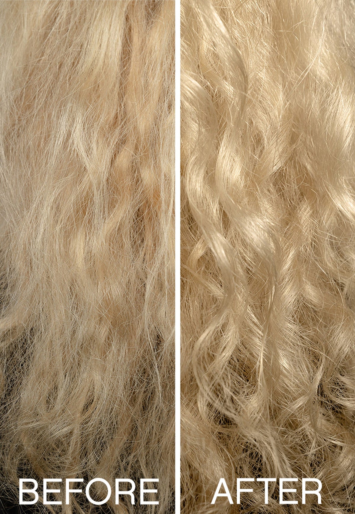 Haar vor und nach der Anwendung von REPAIR-ME.WASH und RINSE (Herstellerbild)