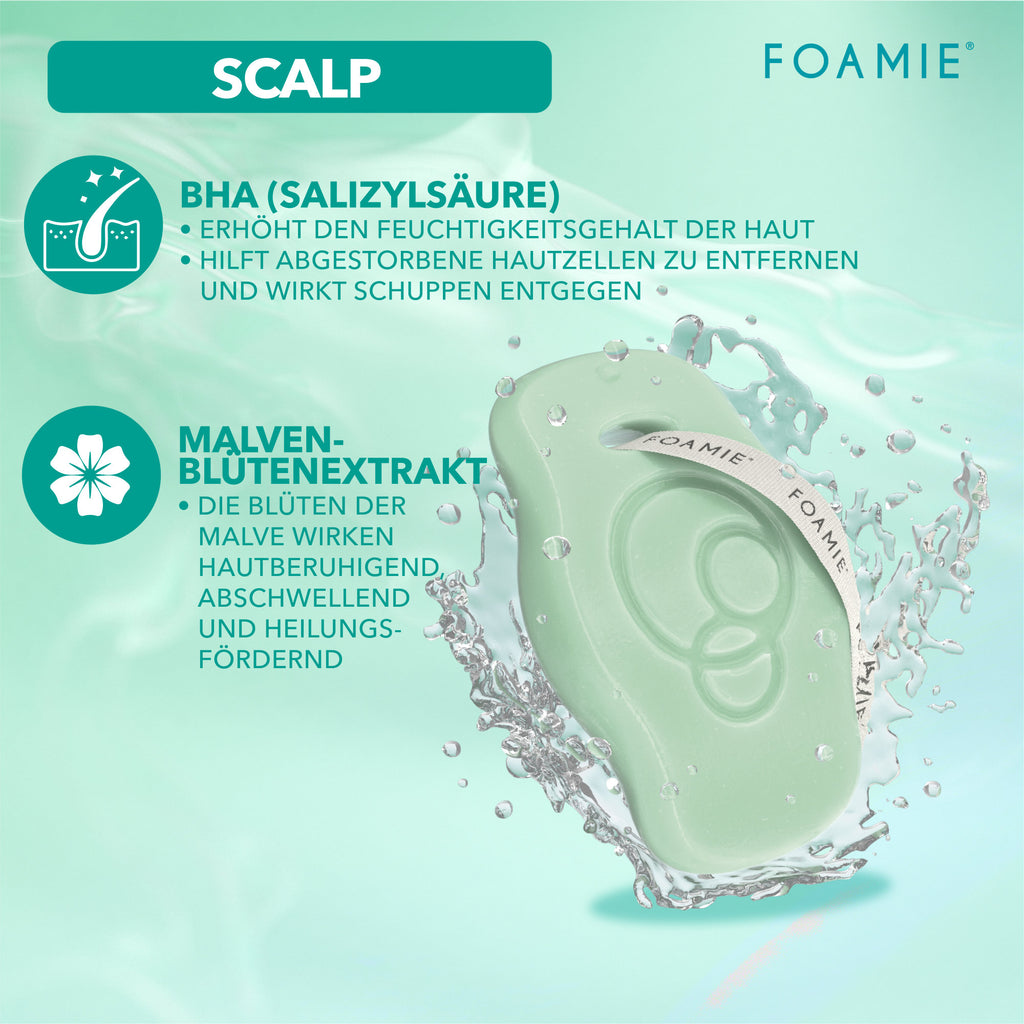 Foamie Festes Shampoo Scalp – Übersicht der Wirkstoffe Salicylsäure und Malvenblütenextrakt