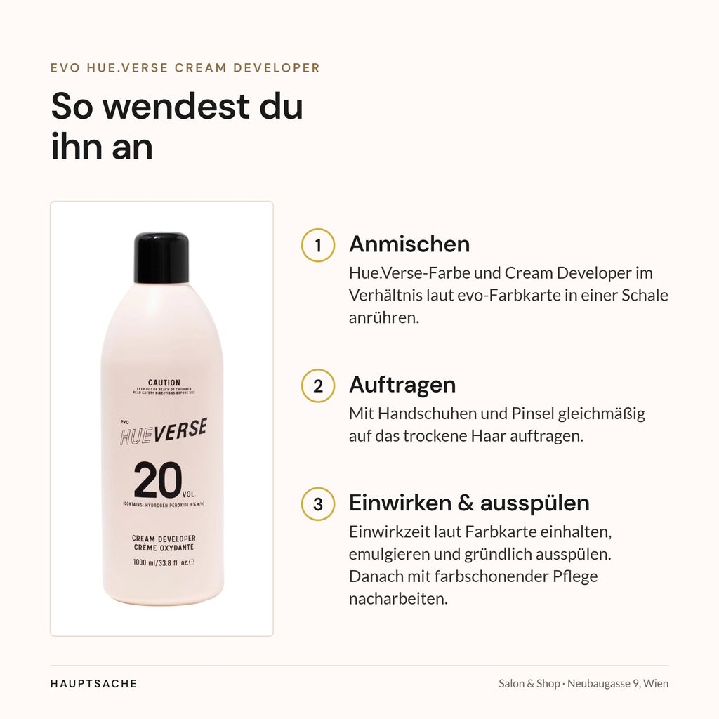 evo Hue.Verse Cream Developer – Anwendung in 3 Schritten