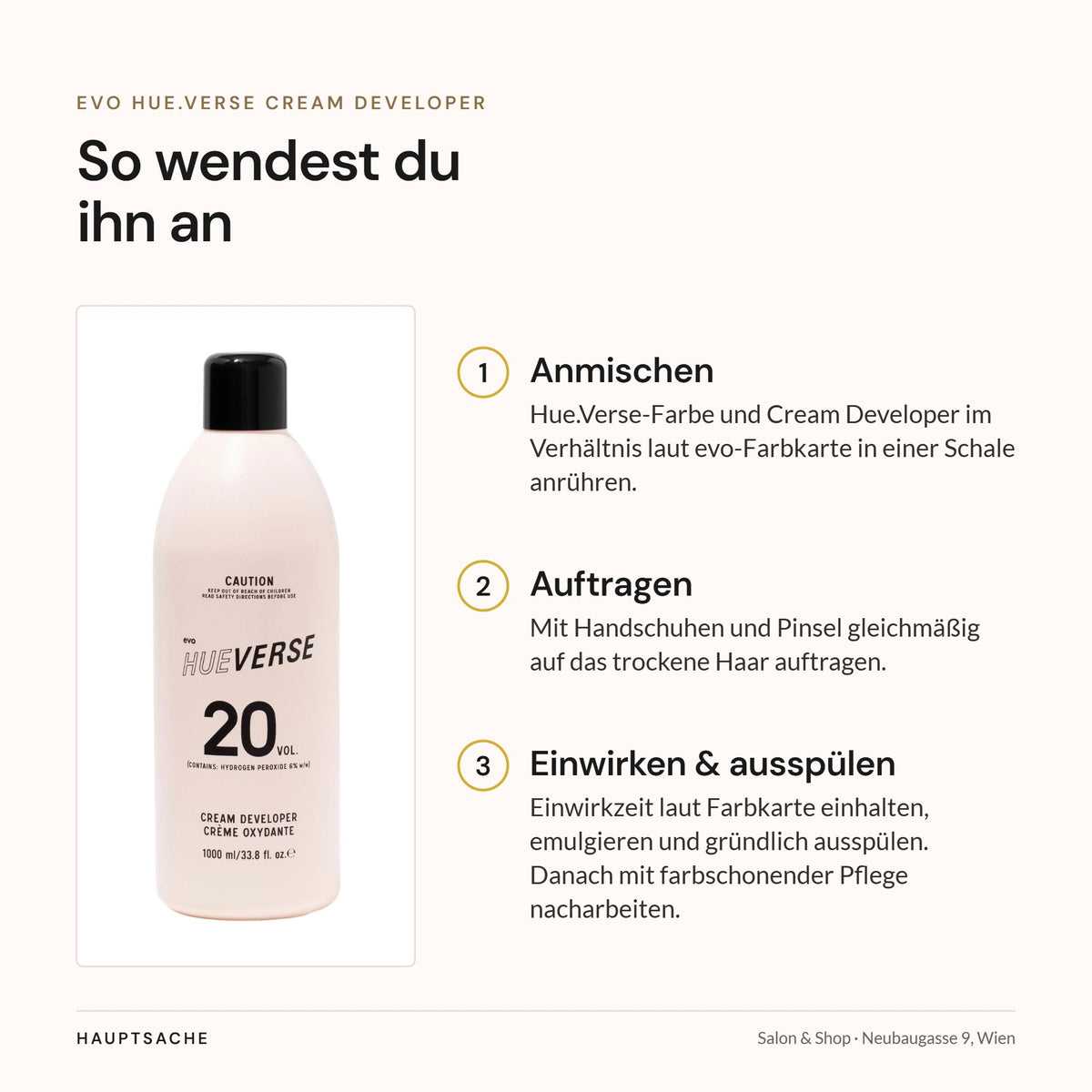 evo Hue.Verse Cream Developer – Anwendung in 3 Schritten