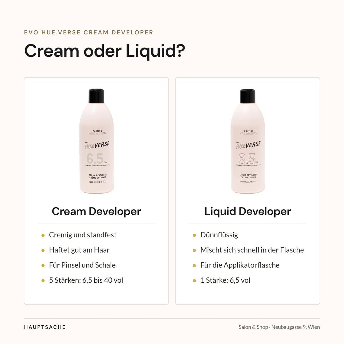 evo Hue.Verse Cream Developer oder Liquid Developer – Unterschiede im Vergleich