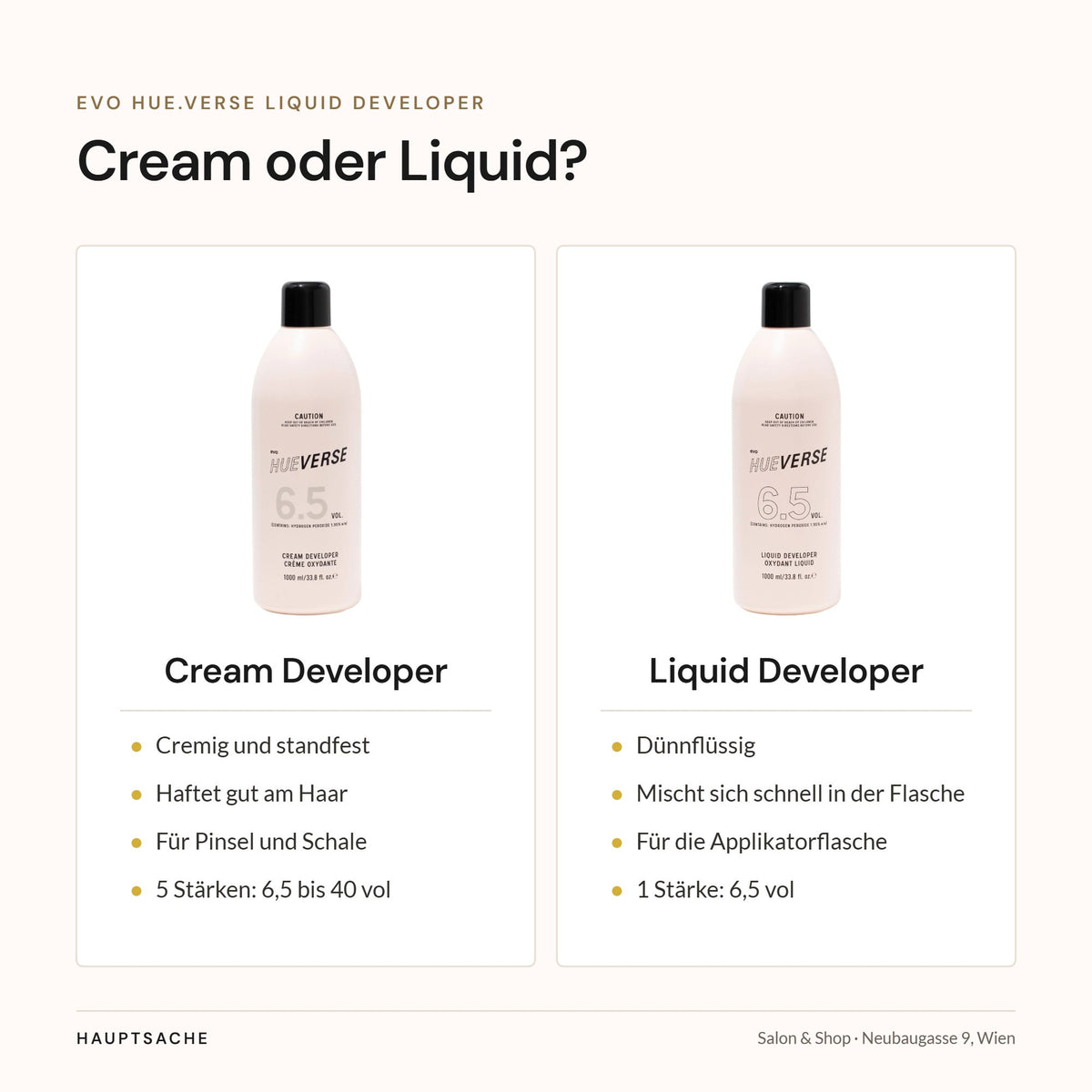 evo Hue.Verse Liquid Developer oder Cream Developer – Unterschiede im Vergleich