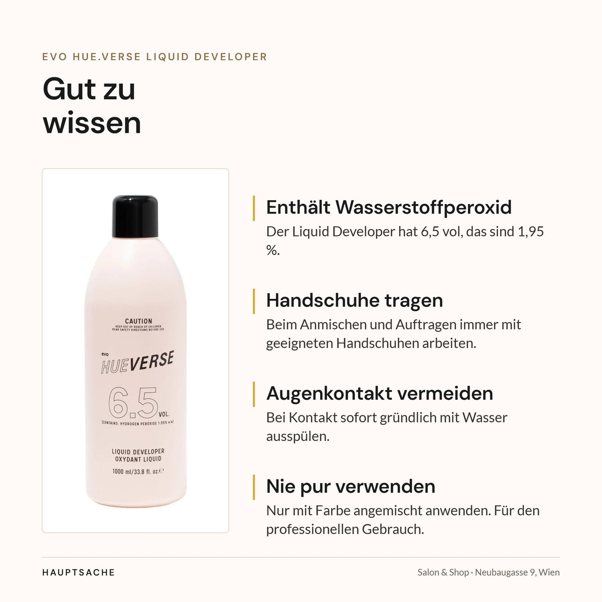 evo Hue.Verse Liquid Developer – Sicherheitshinweise zu Wasserstoffperoxid