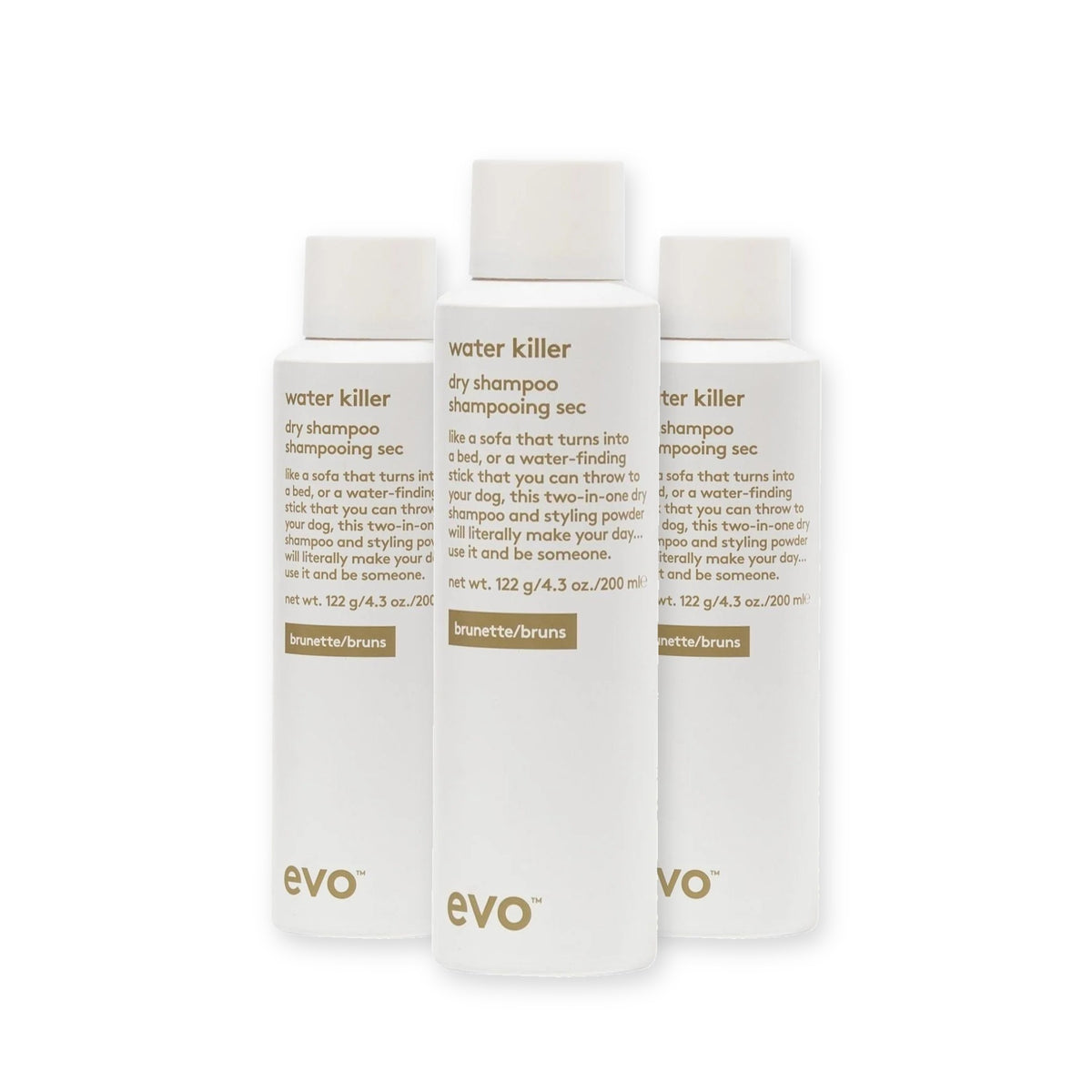 evo Set mit 3 × Water Killer Brunette Dry Shampoo 200 ml