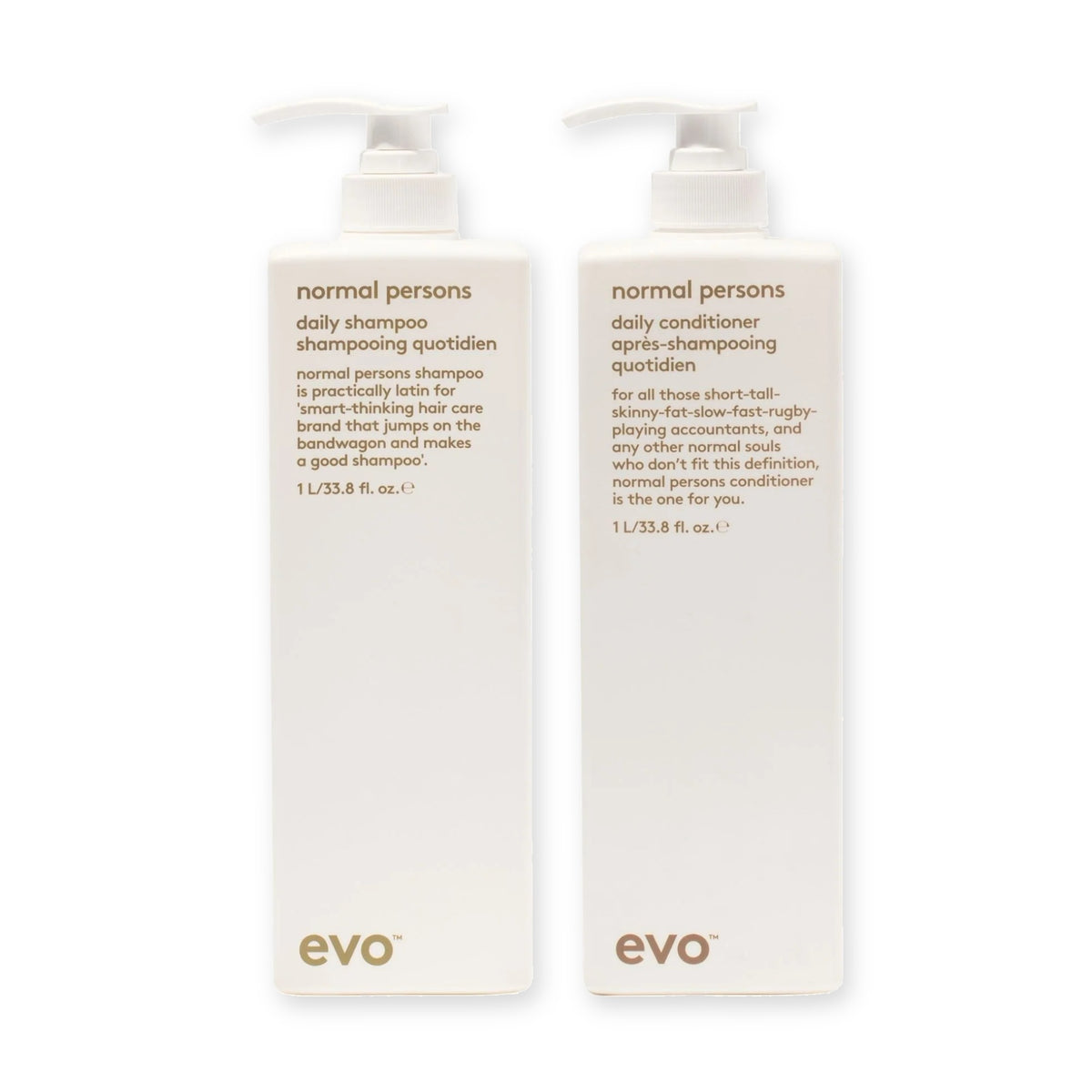 evo Set mit Normal Persons Daily Shampoo 1000 ml und Normal Persons Daily Conditioner 1000 ml
