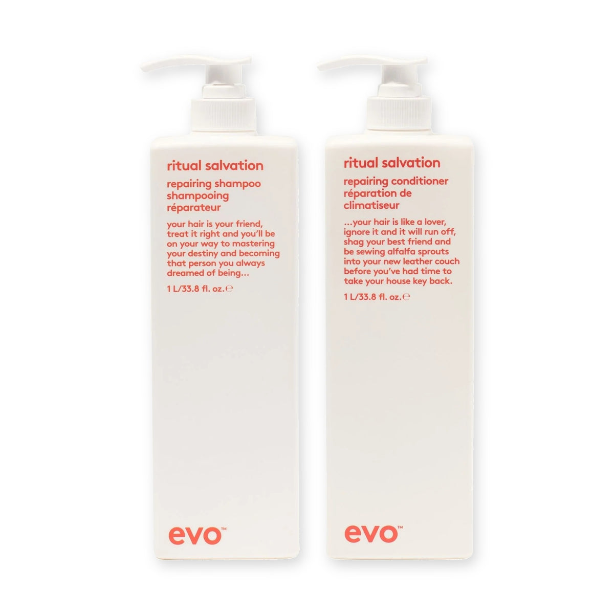 evo Set mit Ritual Salvation Repairing Shampoo 1000 ml und Ritual Salvation Repairing Conditioner 1000 ml