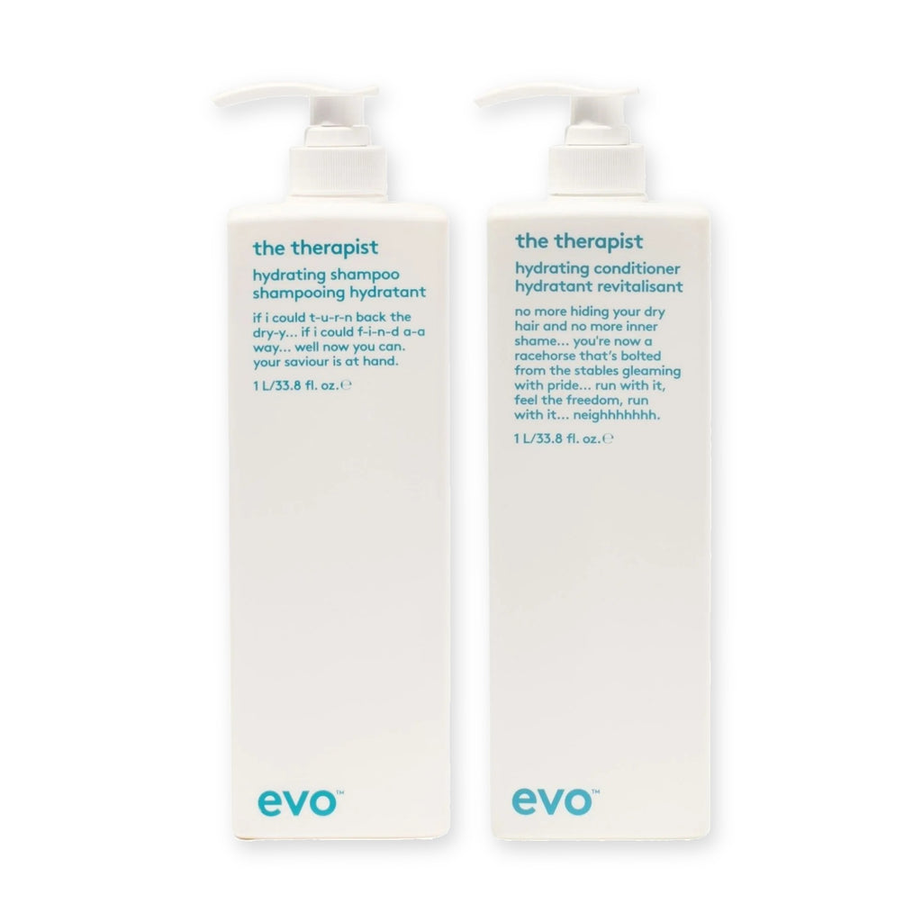 evo Set mit The Therapist Hydrating Shampoo 1000 ml und The Therapist Hydrating Conditioner 1000 ml