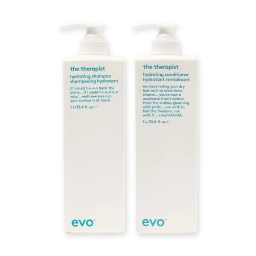 evo Set mit The Therapist Hydrating Shampoo 1000 ml und The Therapist Hydrating Conditioner 1000 ml