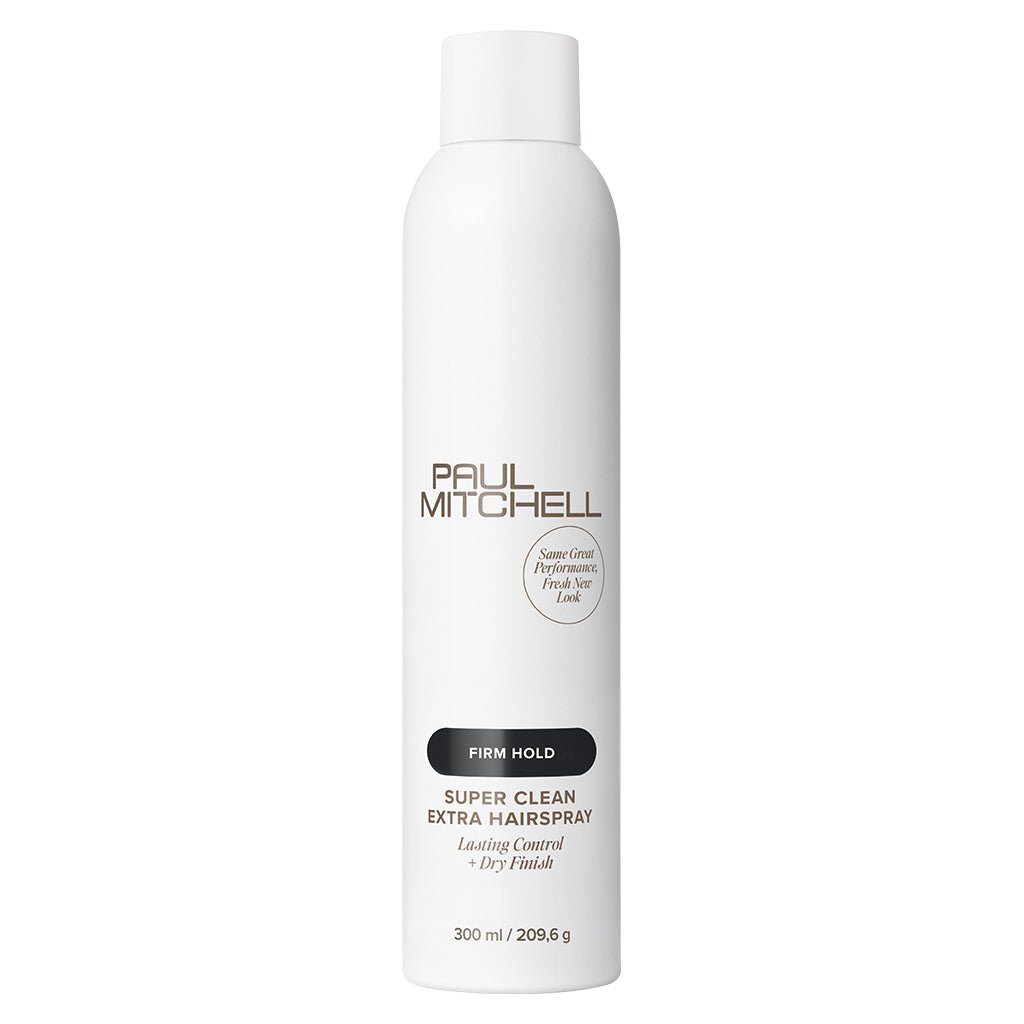Paul Mitchell Super Clean Extra Hairspray 300 ml – weiße Dose mit schwarzem Firm-Hold-Label