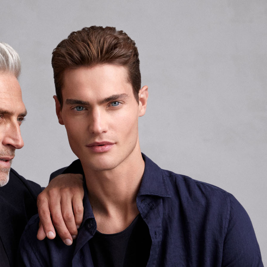 Graham Hill Herrenpflege – zwei Männer mit gepflegtem Haar und Bart