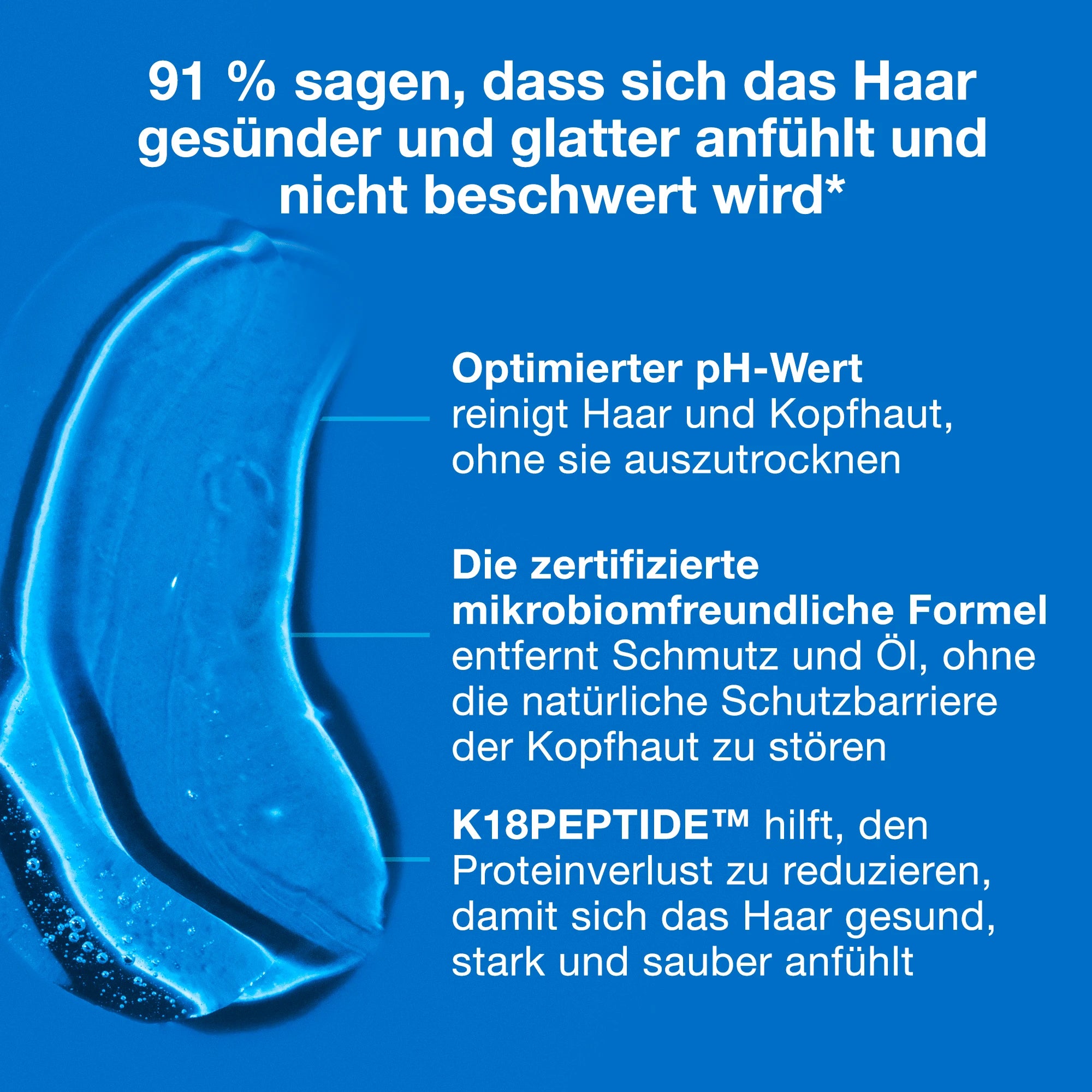 91 % sagen: Das Haar sieht gesünder aus und fühlt sich nicht beschwert an