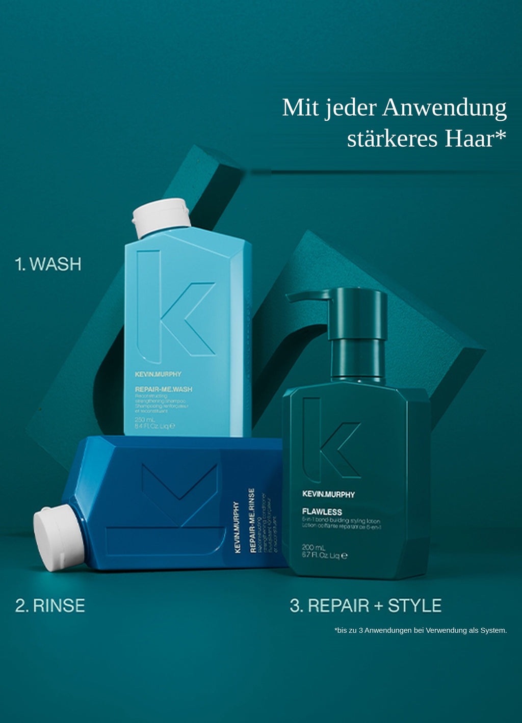 Routine mit Kevin Murphy Flawless in drei Schritten: waschen, spülen, reparieren und stylen