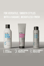 KMS Routine in drei Schritten: Moistrepair Shampoo, Thermashape Creme und Spray