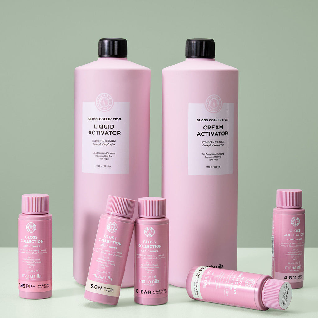 Maria Nila Gloss Collection Liquid Activator und Cream Activator 1000 ml mit Gloss-Fläschchen