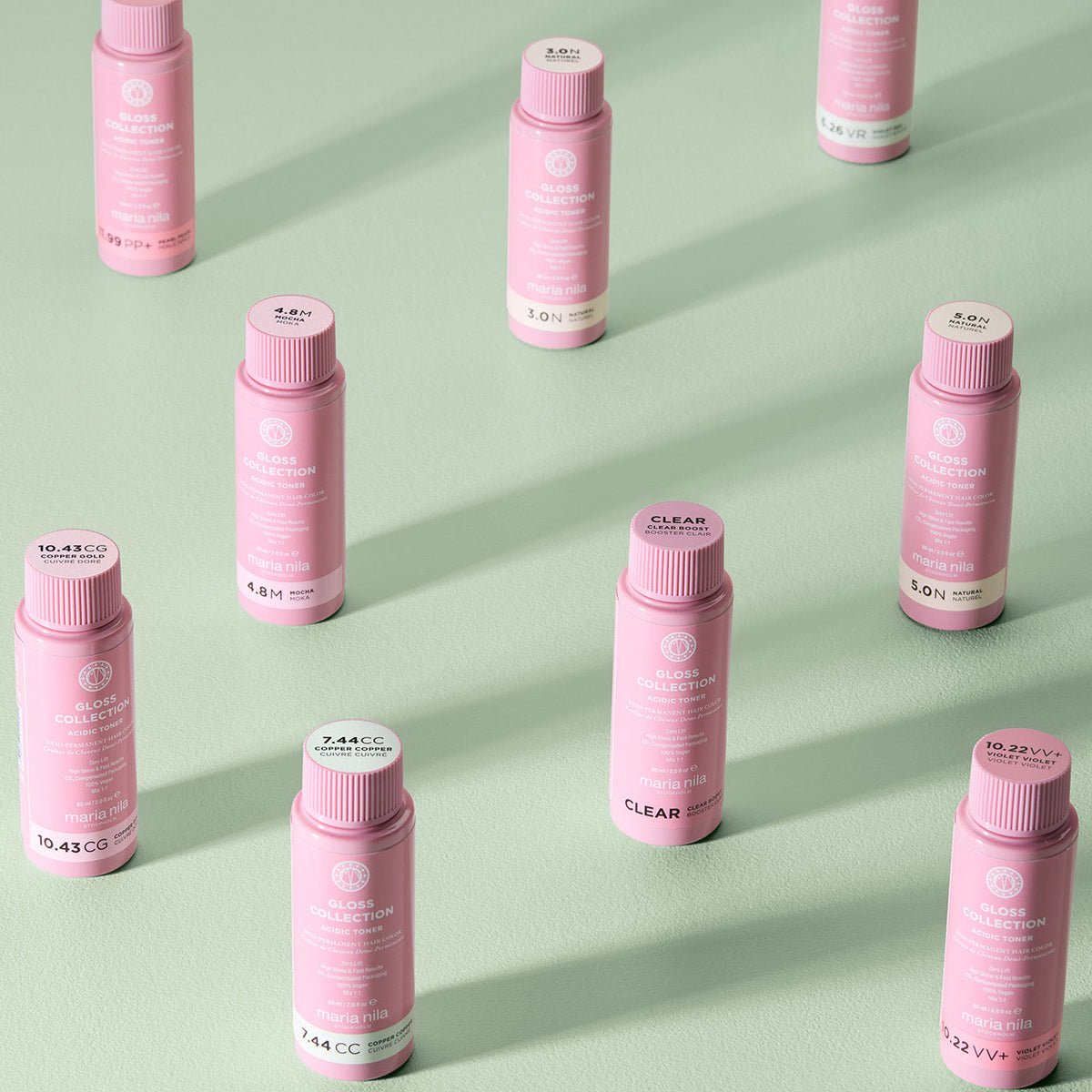 Maria Nila Gloss Collection – Fläschchen mit Nuancen-Etiketten